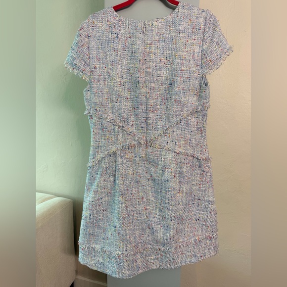 Eliza J Light blue Multicolor Tweed Cap Sleeve Dress Sz 14 - Picture 4 of 4